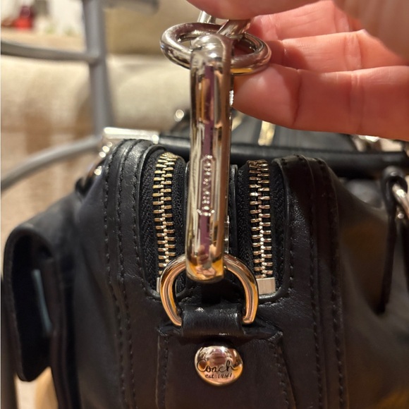 Coach Kristin Double Zip Black Leather Satchel with Detachable Shoulder Strap - Picture 6 of 17